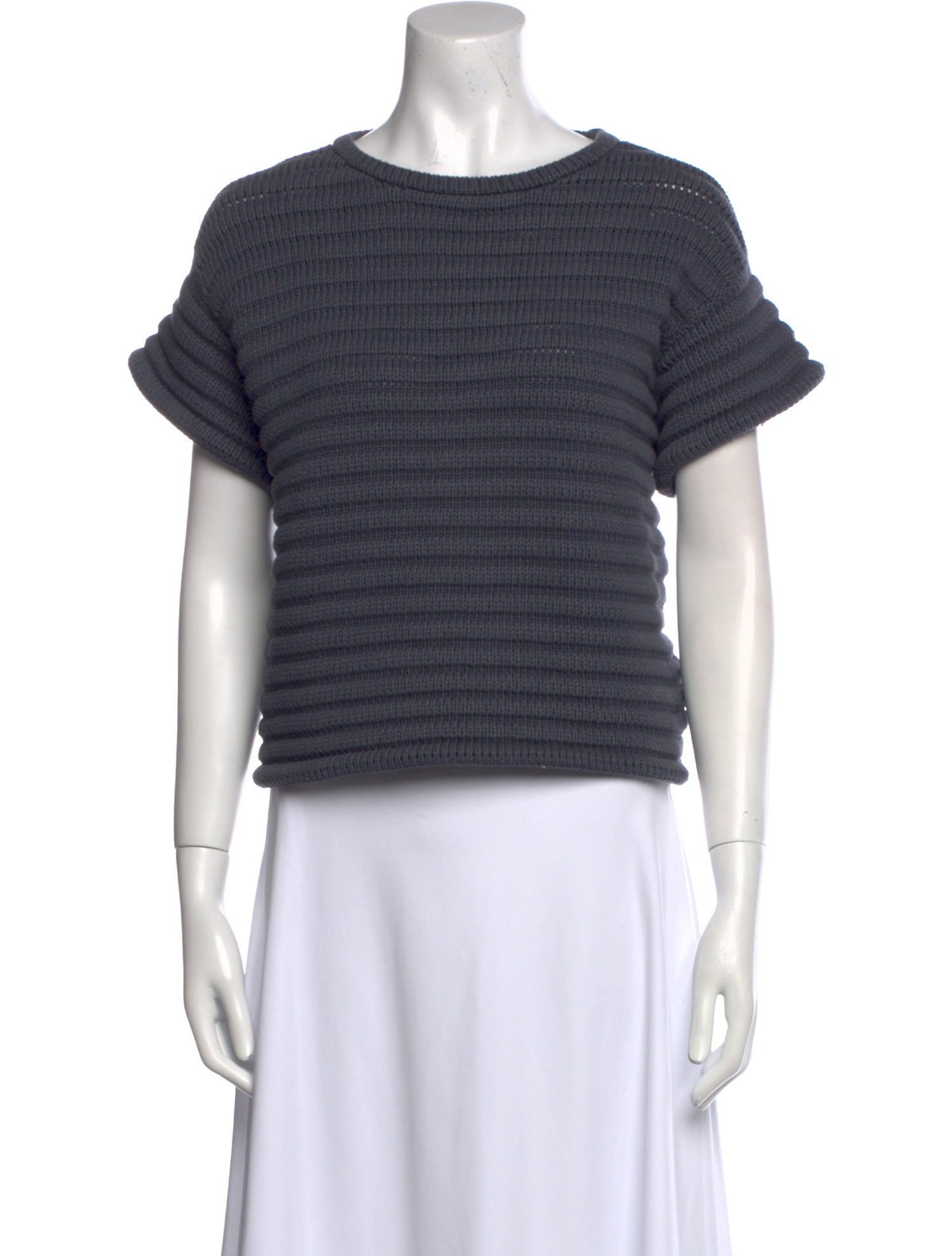 Brunello Cucinelli Striped Bateau Neckline Crop Top