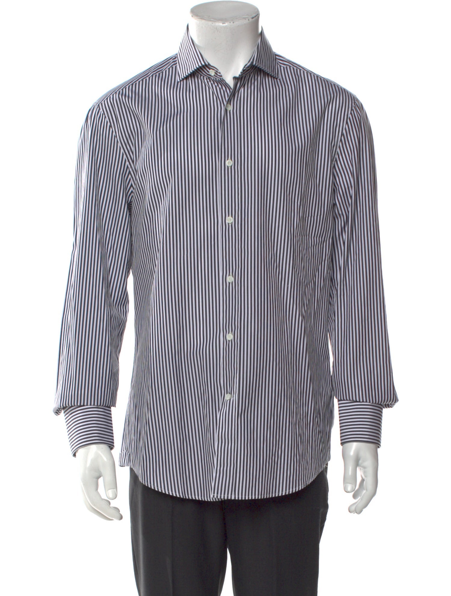 Brunello Cucinelli Striped Long Sleeve Dress Shirt