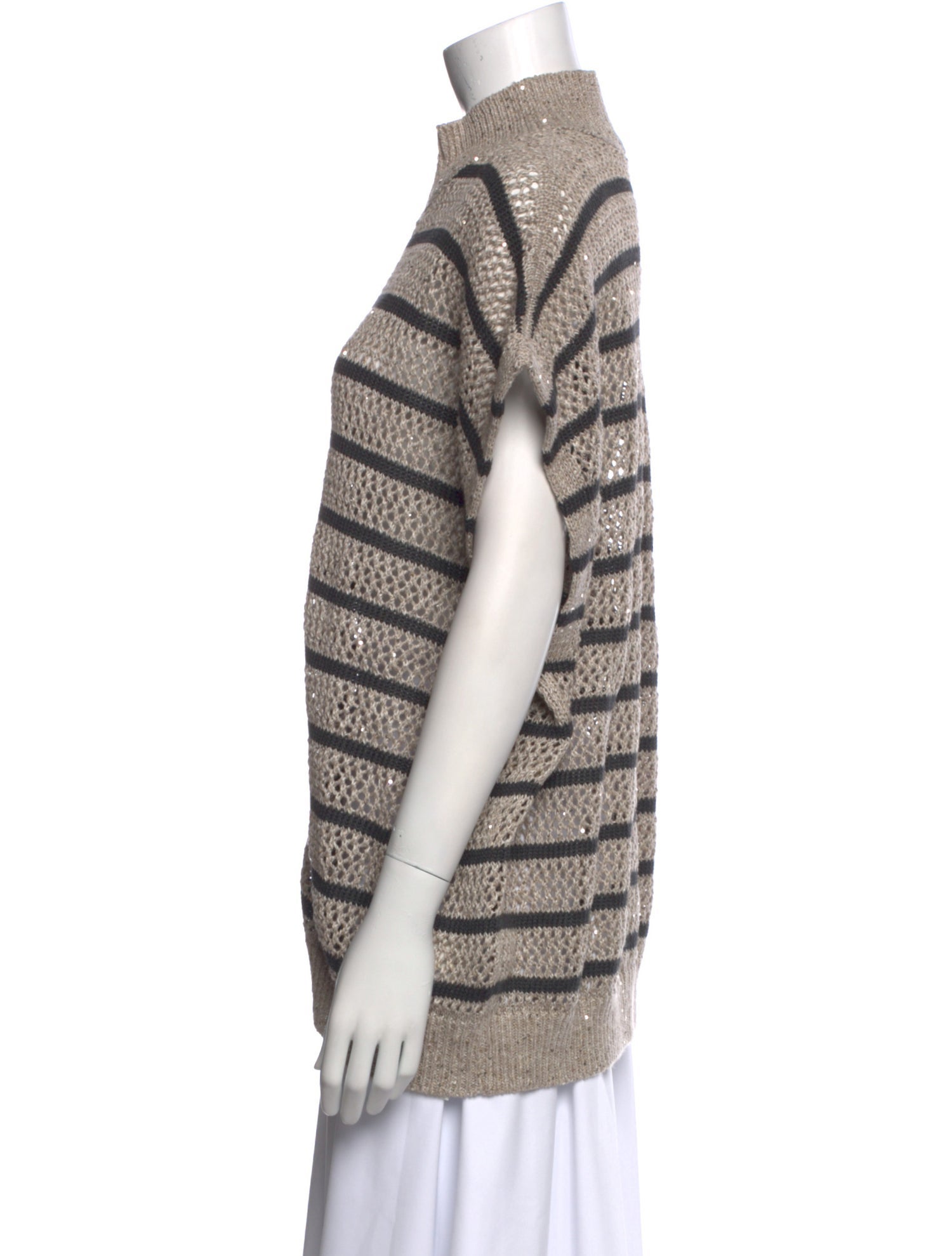 Brunello Cucinelli Linen Striped Sweater w/ Tags