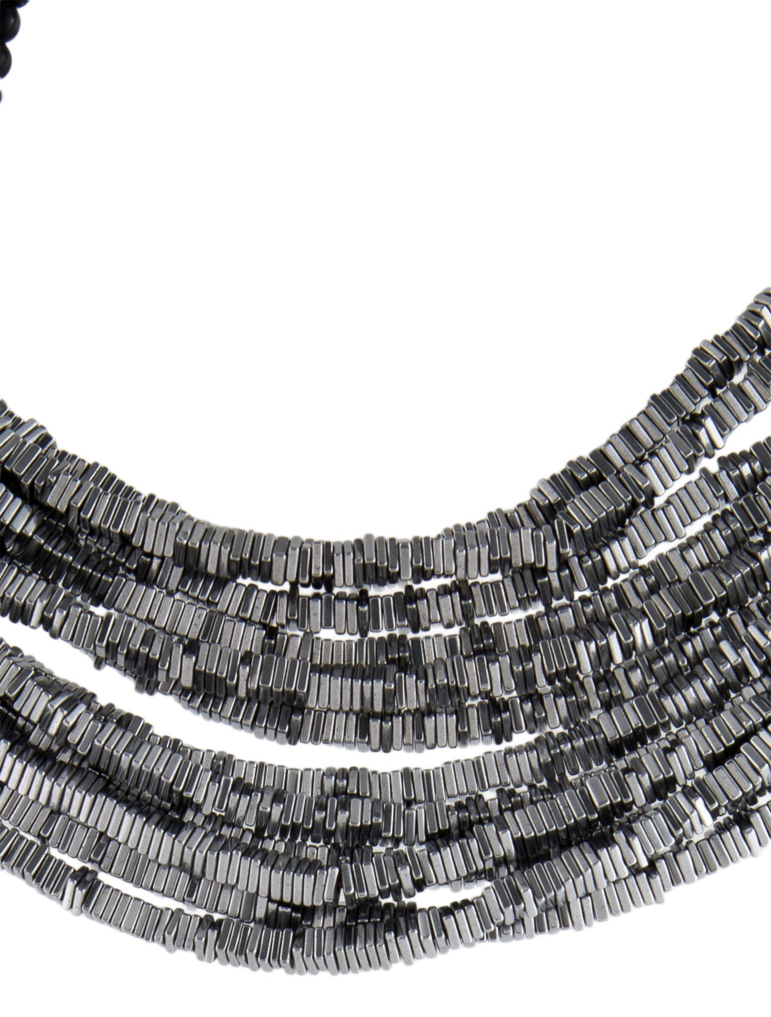 Brunello Cucinelli Leather Beaded Multistrand Choker Necklace