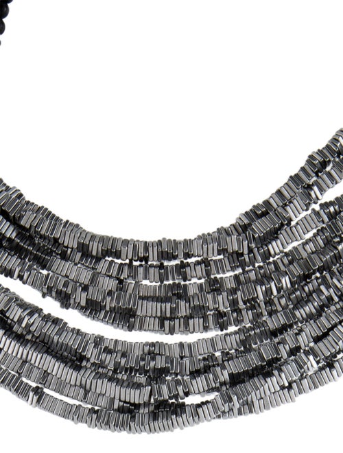 Brunello Cucinelli Leather Beaded Multistrand Choker Necklace