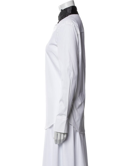 Brunello Cucinelli Mock Neck Long Sleeve Button-Up Top