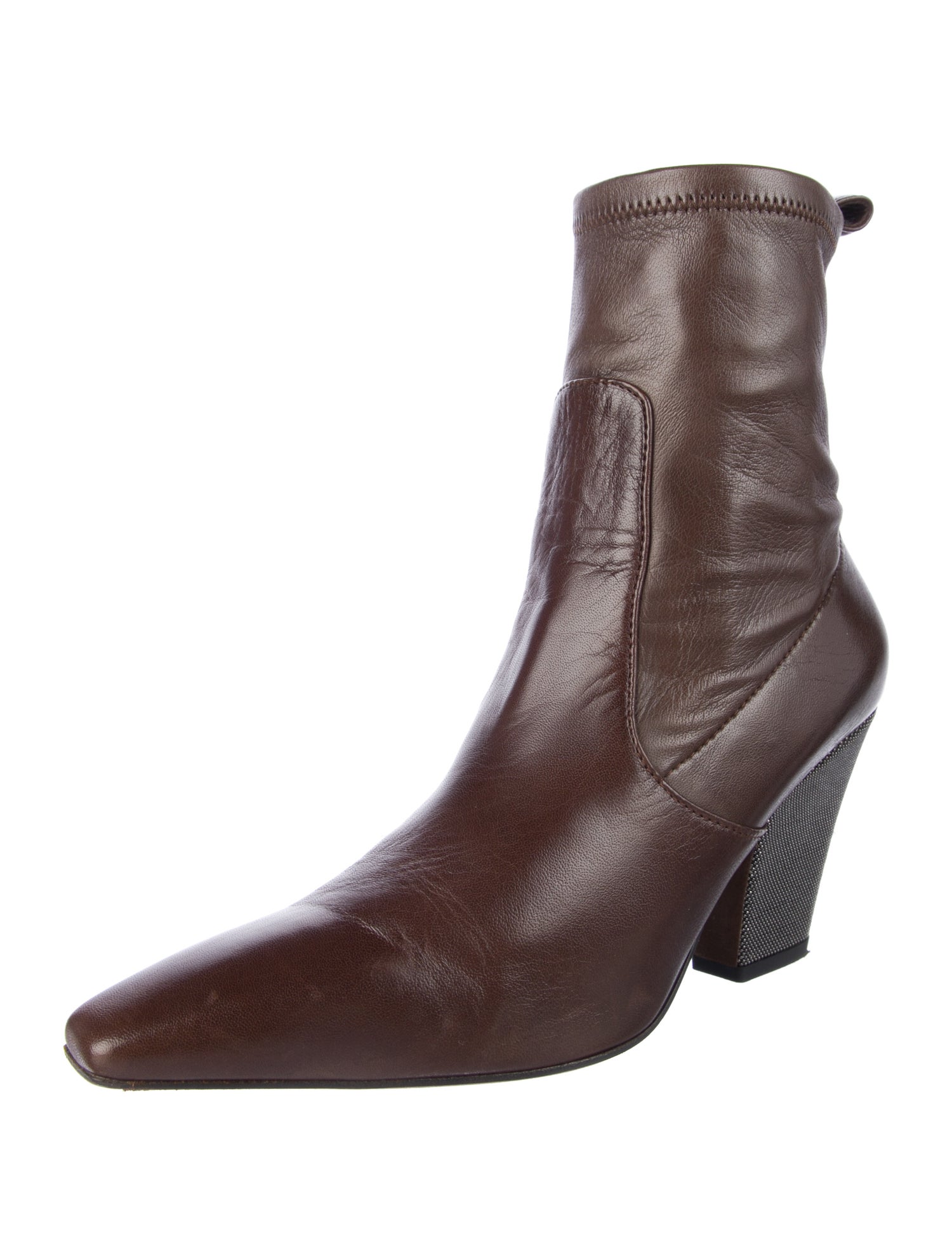 Brunello Cucinelli Monili Leather Lace-Up Boots