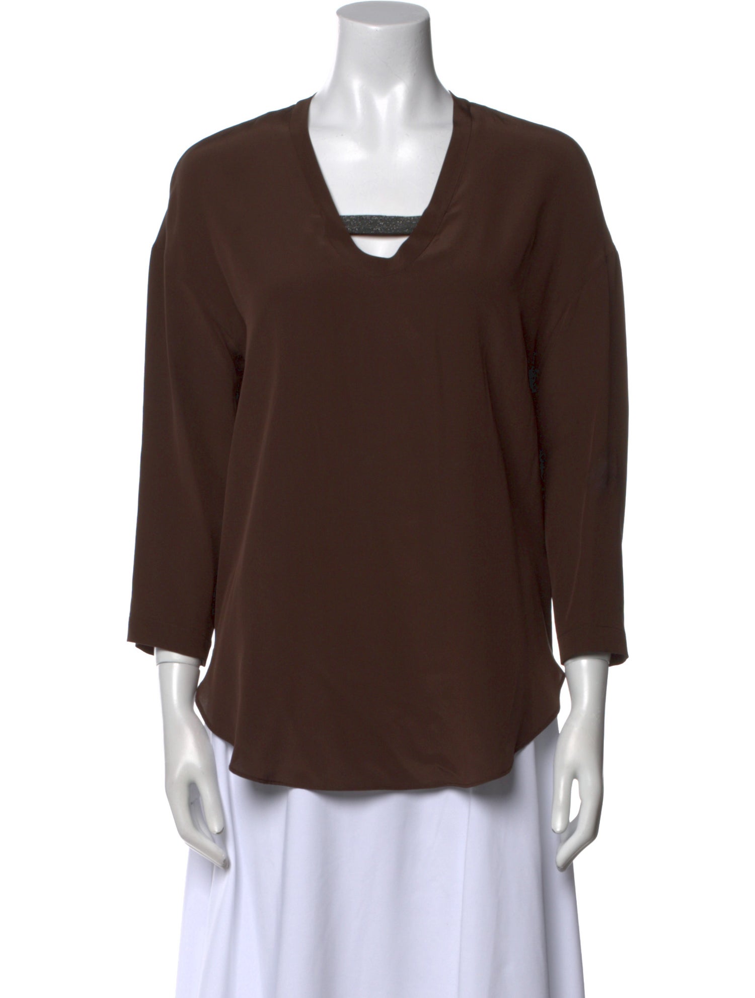 Brunello Cucinelli Silk Cowl Neck Top