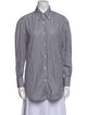 Brunello Cucinelli Striped Long Sleeve Button-Up Top
