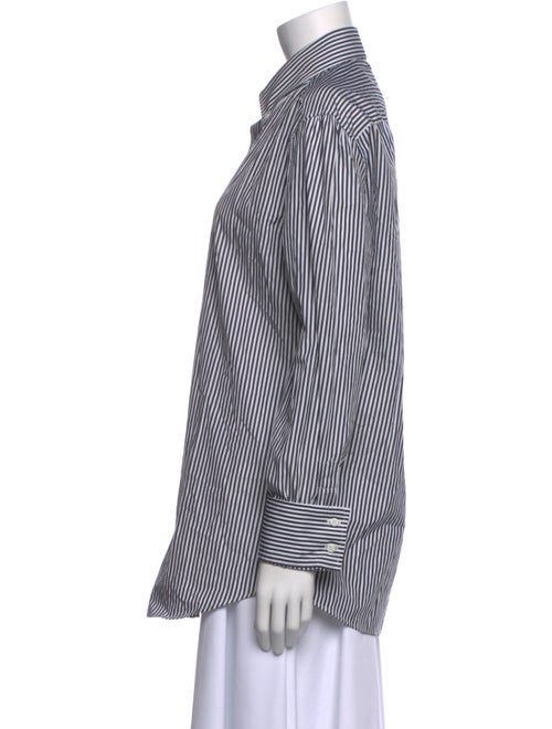 Brunello Cucinelli Striped Long Sleeve Button-Up Top