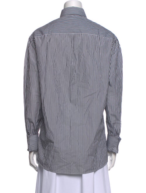 Brunello Cucinelli Striped Long Sleeve Button-Up Top