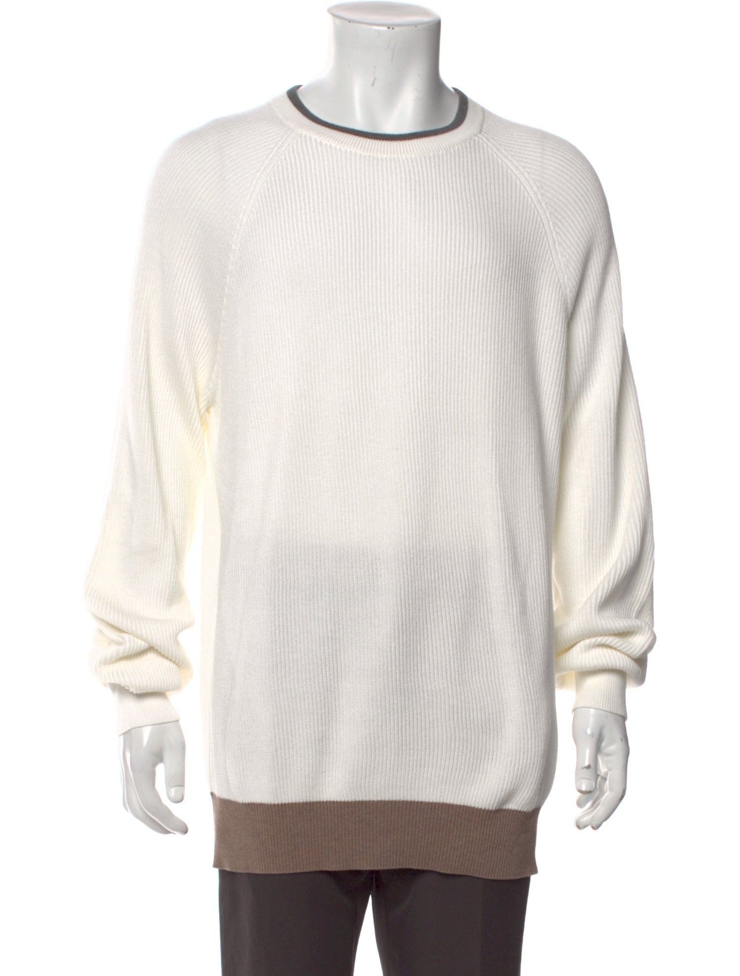 Brunello Cucinelli Colorblock Pattern Crew Neck Pullover