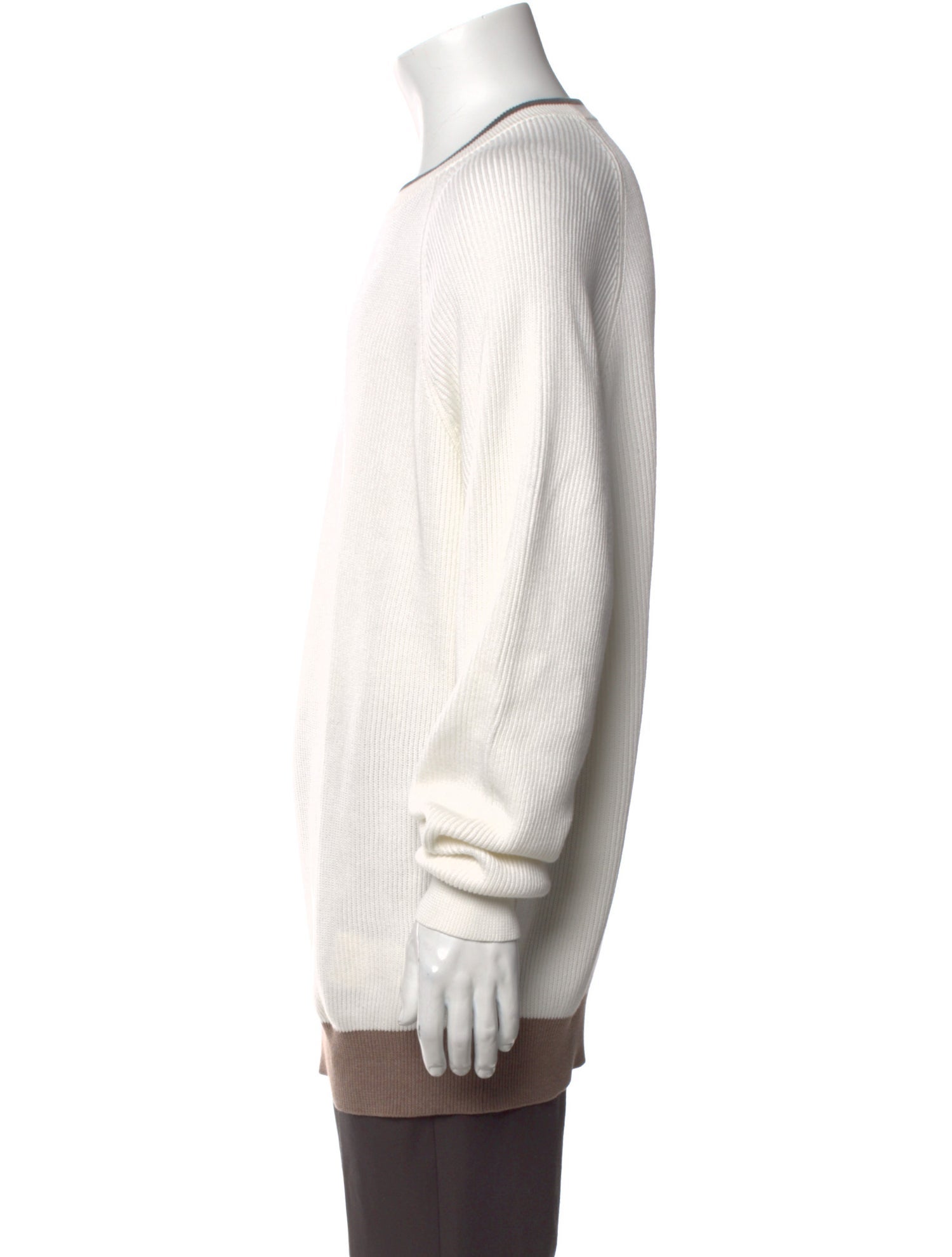 Brunello Cucinelli Colorblock Pattern Crew Neck Pullover