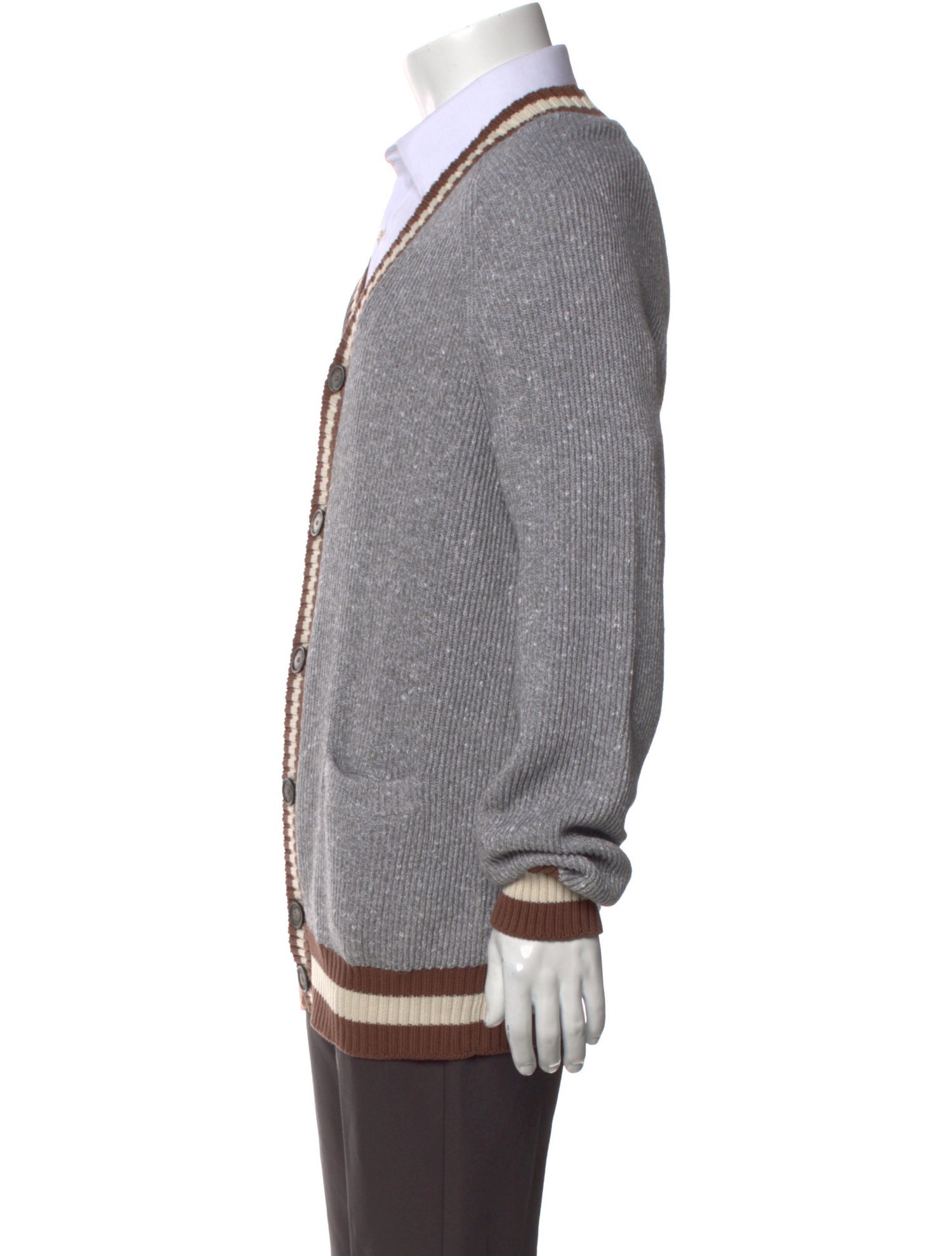 Brunello Cucinelli Striped V-Neck Cardigan