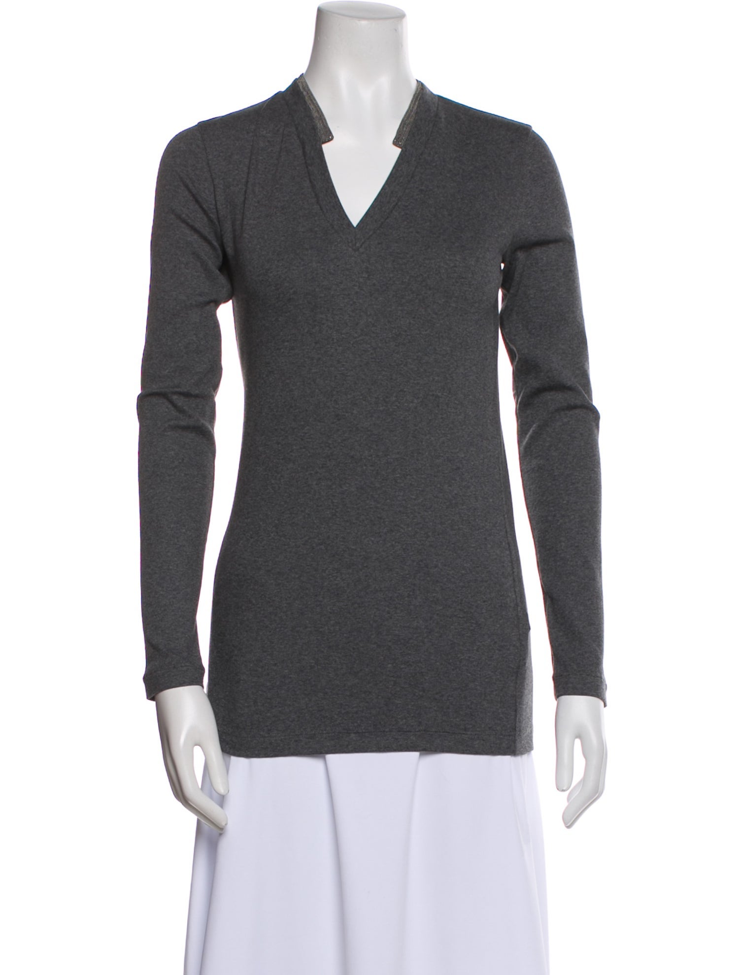 Brunello Cucinelli V-Neck Long Sleeve Top w/ Tags