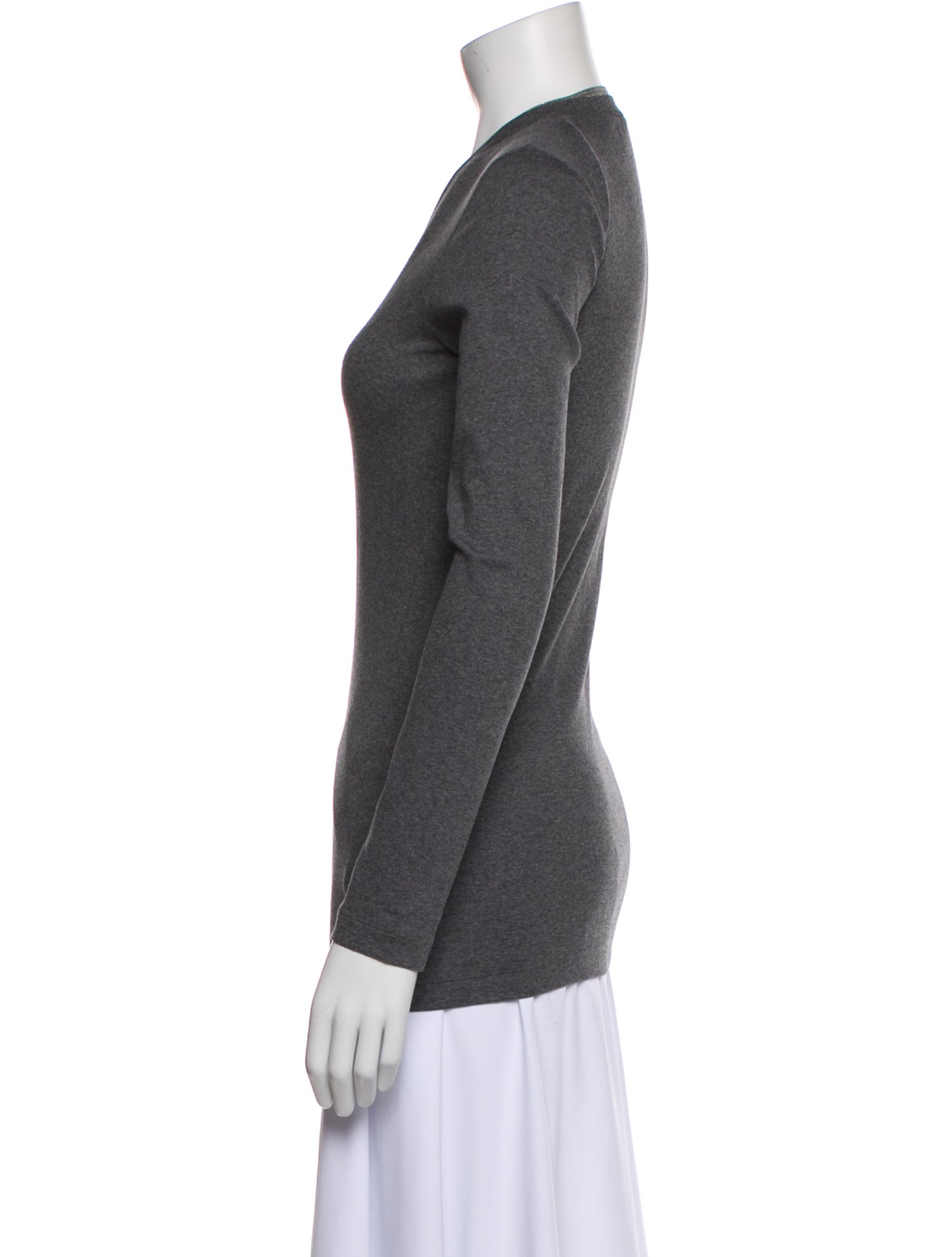 Brunello Cucinelli V-Neck Long Sleeve Top w/ Tags