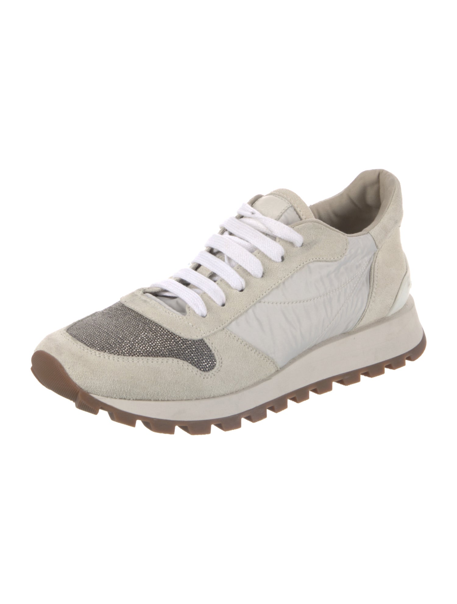 Brunello Cucinelli Suede Colorblock Pattern Sneakers