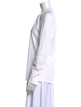 Brunello Cucinelli Mock Neck Long Sleeve Button-Up Top