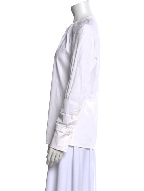 Brunello Cucinelli Mock Neck Long Sleeve Button-Up Top