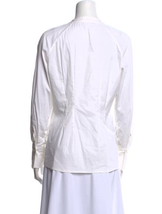 Brunello Cucinelli Mock Neck Long Sleeve Button-Up Top