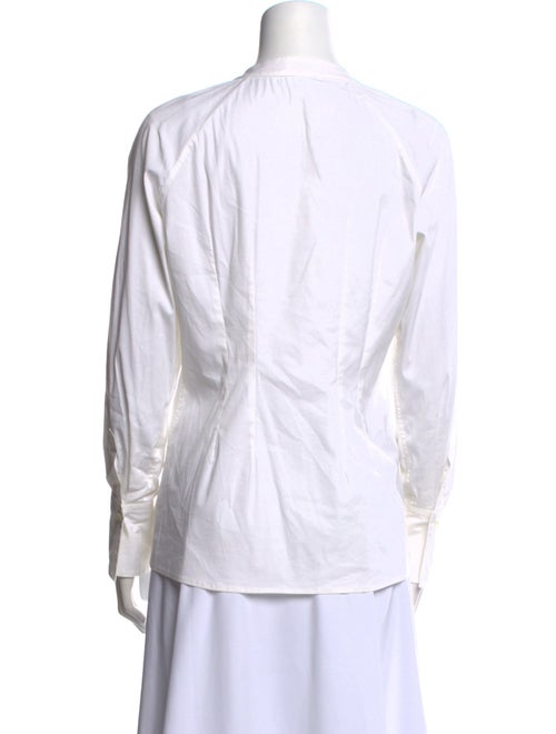 Brunello Cucinelli Mock Neck Long Sleeve Button-Up Top