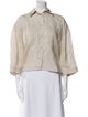 Brunello Cucinelli Linen Three-Quarter Sleeve Crop Top