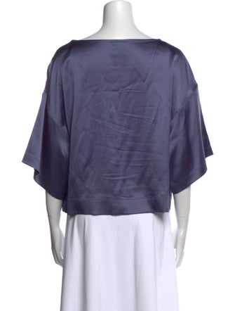 Brunello Cucinelli Bateau Neckline Three-Quarter Sleeve Blouse