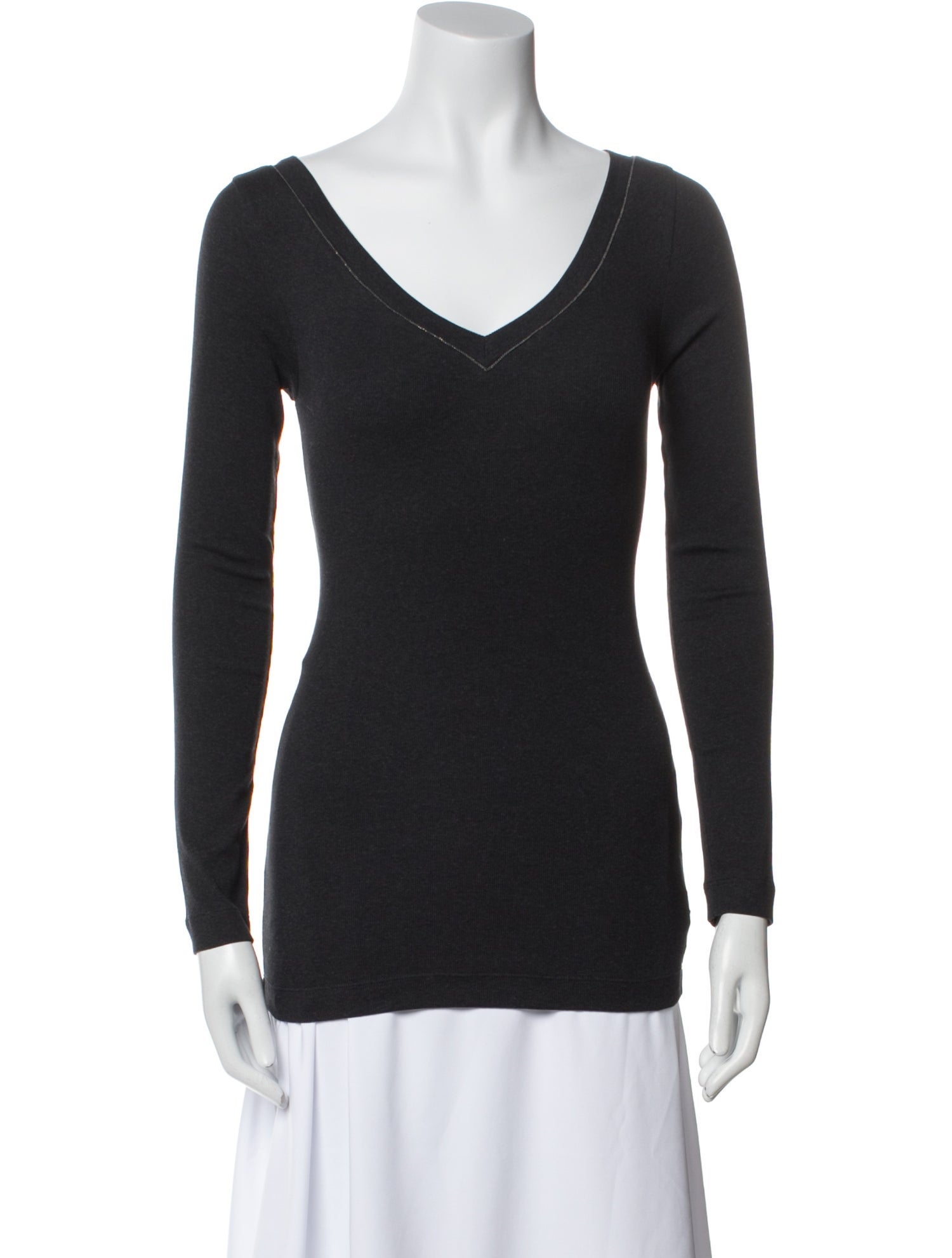 Brunello Cucinelli V-Neck Long Sleeve T-Shirt