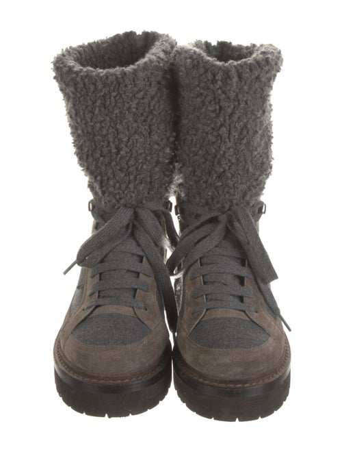 Brunello Cucinelli Suede Beaded Accents Combat Boots