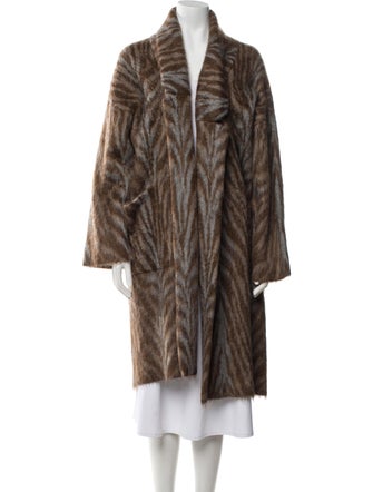 Brunello Cucinelli Animal Print Faux Fur Coat