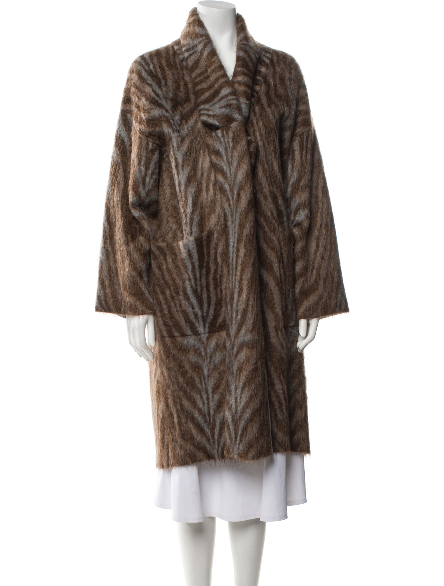 Brunello Cucinelli Animal Print Faux Fur Coat w/ Tags
