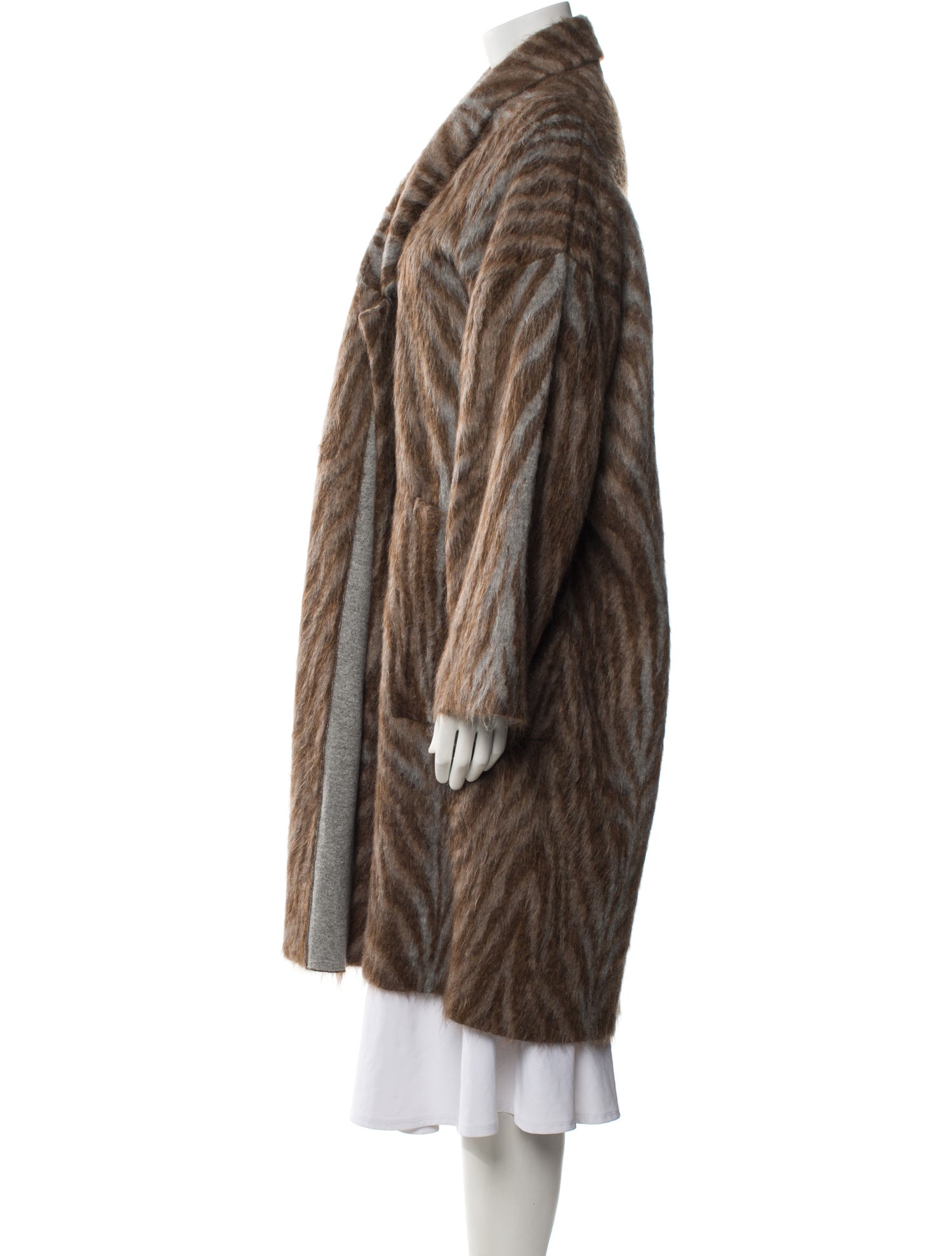 Brunello Cucinelli Animal Print Faux Fur Coat w/ Tags