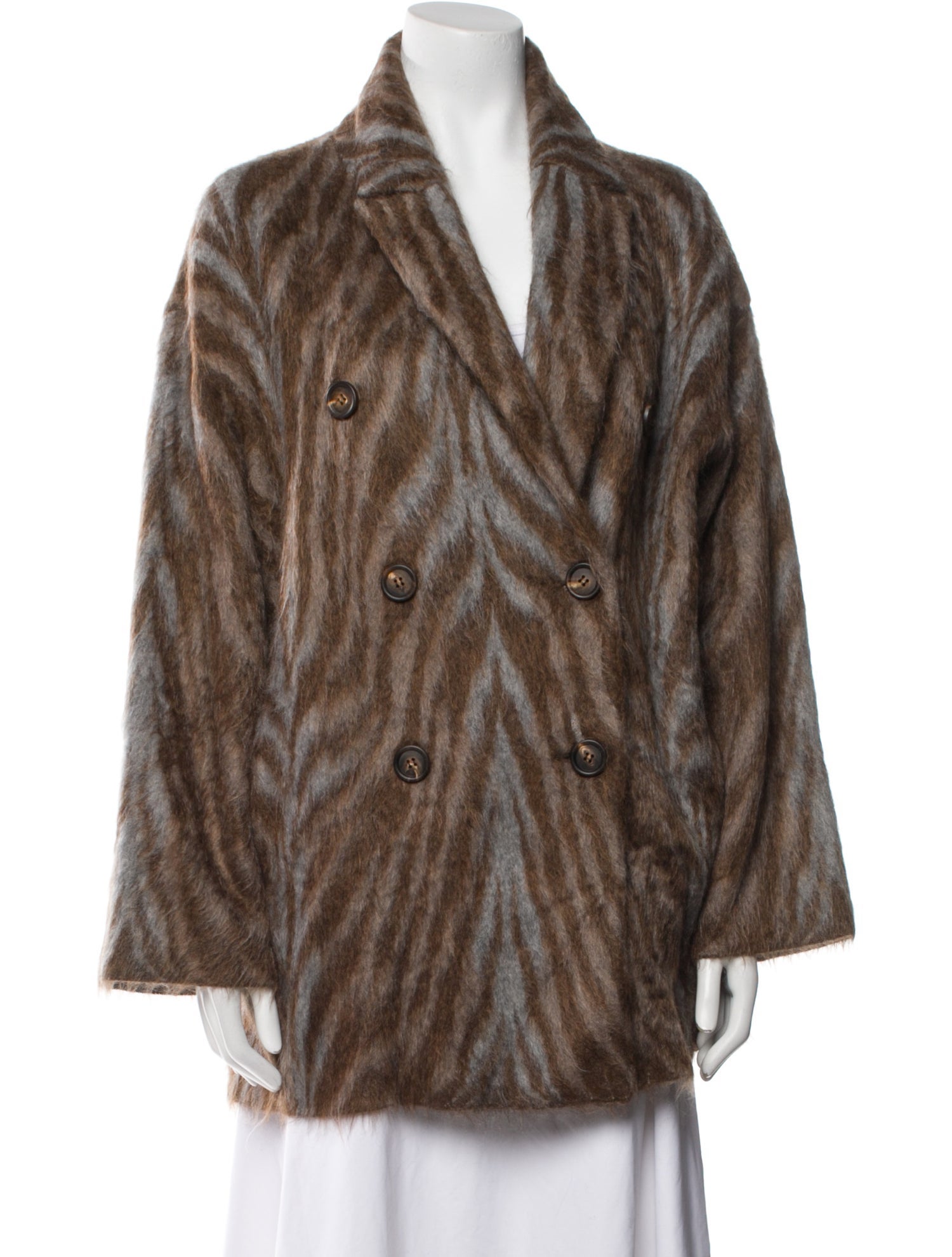 Brunello Cucinelli Cashmere Striped Faux Fur Jacket