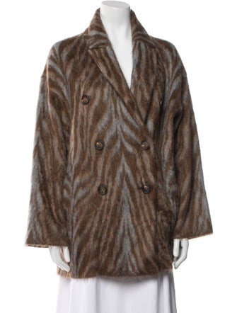 Brunello Cucinelli Cashmere Striped Faux Fur Jacket