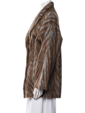 Brunello Cucinelli Cashmere Striped Faux Fur Jacket