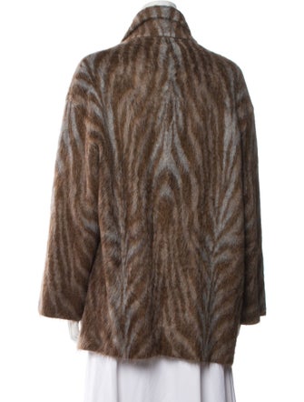 Brunello Cucinelli Cashmere Striped Faux Fur Jacket