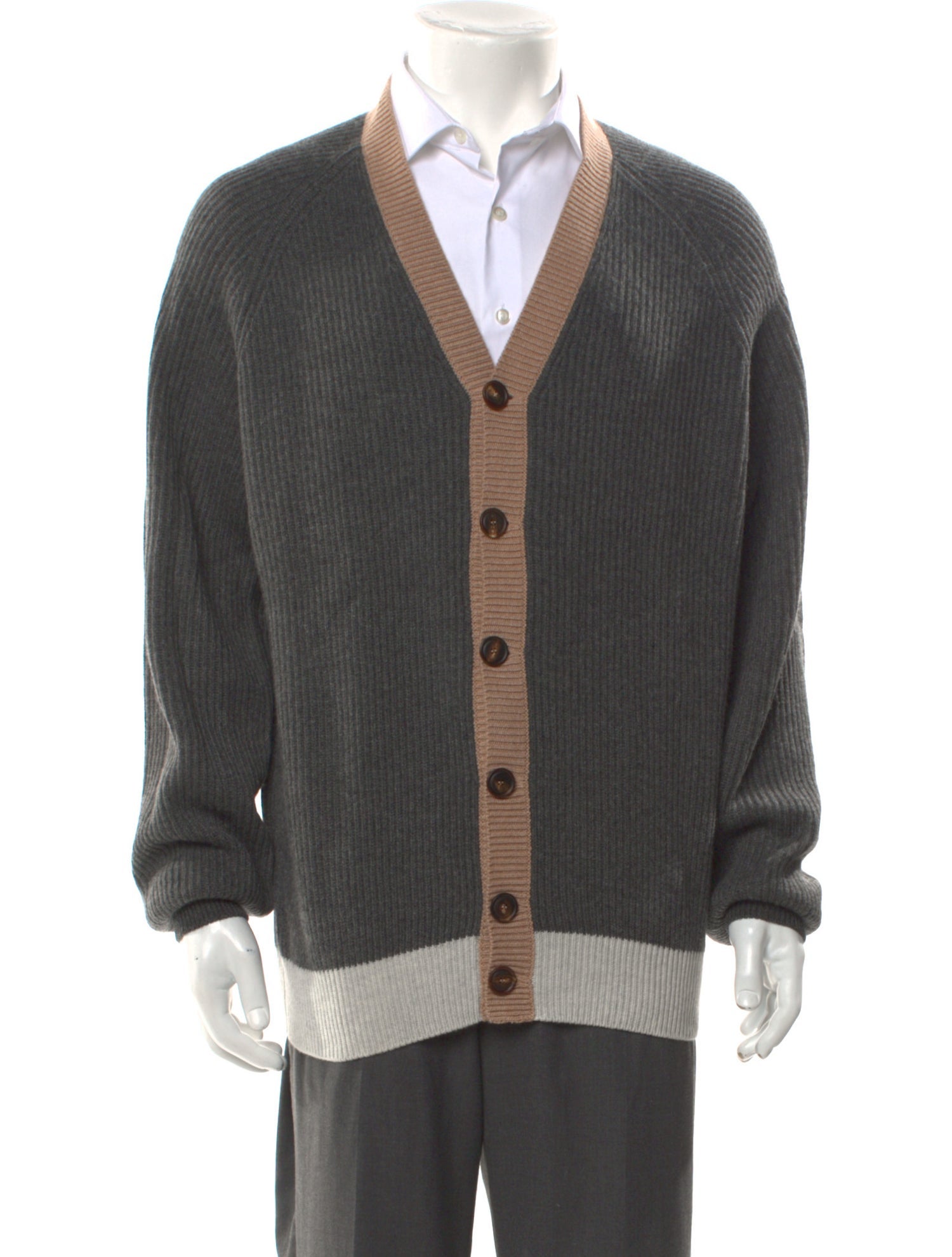 Brunello Cucinelli Cashmere Colorblock Pattern Cardigan w/ Tags