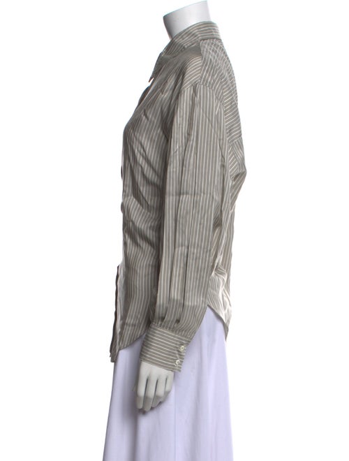 Brunello Cucinelli Silk Striped Button-Up Top