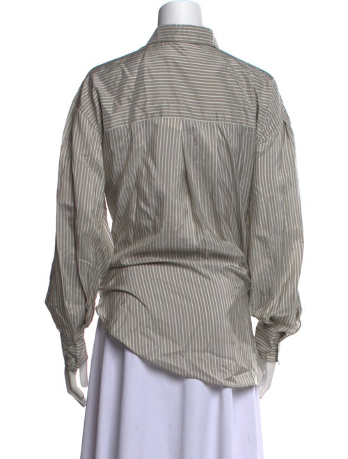 Brunello Cucinelli Silk Striped Button-Up Top
