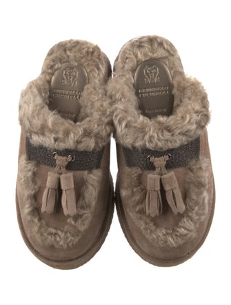 Brunello Cucinelli Monili Suede Mules