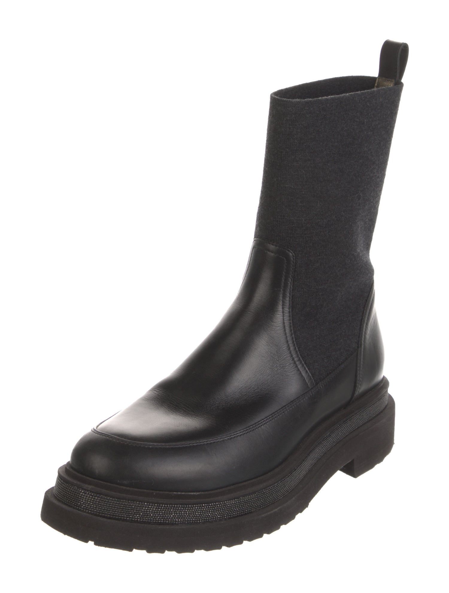 Brunello Cucinelli Monili Leather Chelsea Boots
