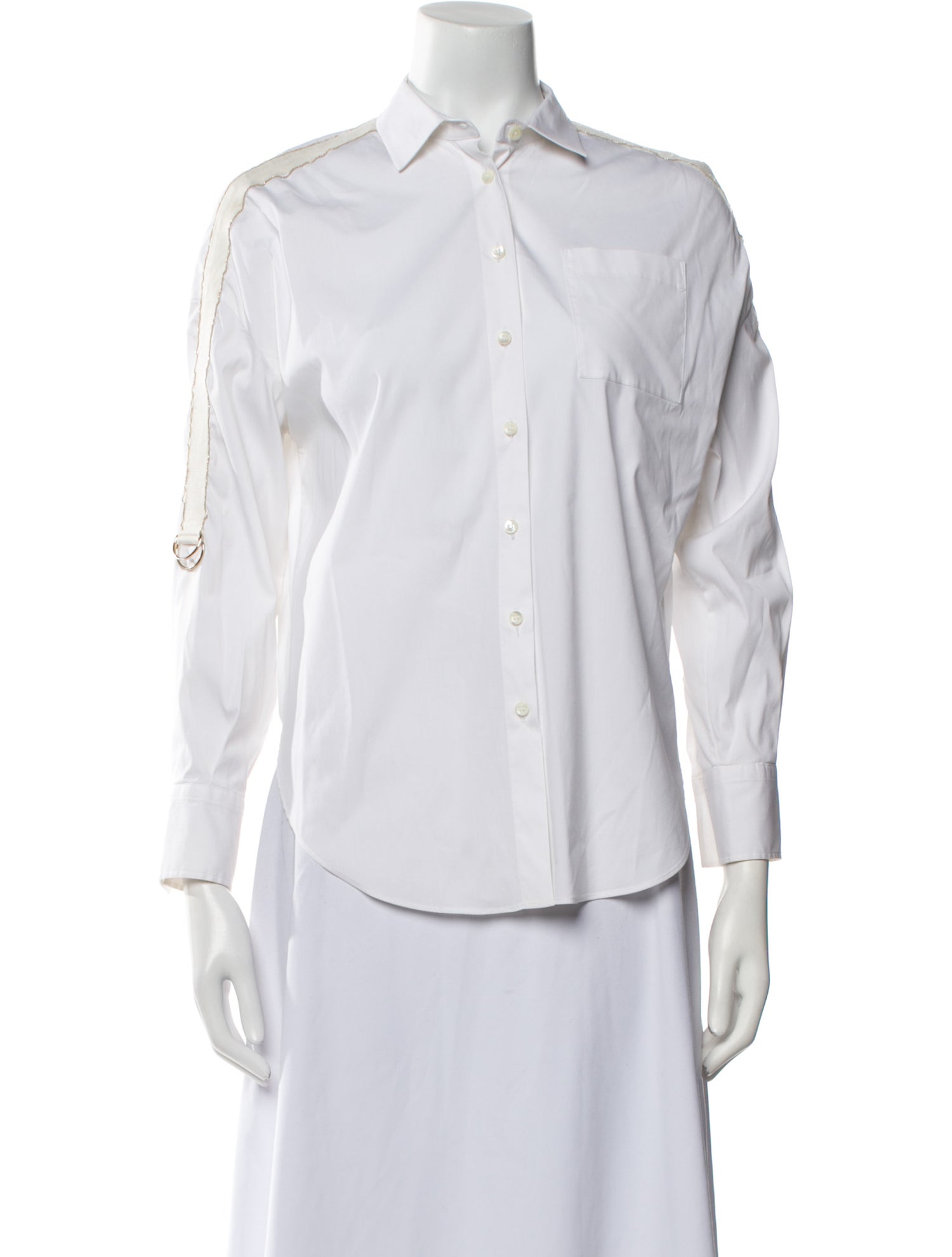 Brunello Cucinelli Three-Quarter Sleeve Button-Up Top