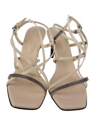 Brunello Cucinelli Leather Colorblock Pattern Sandals