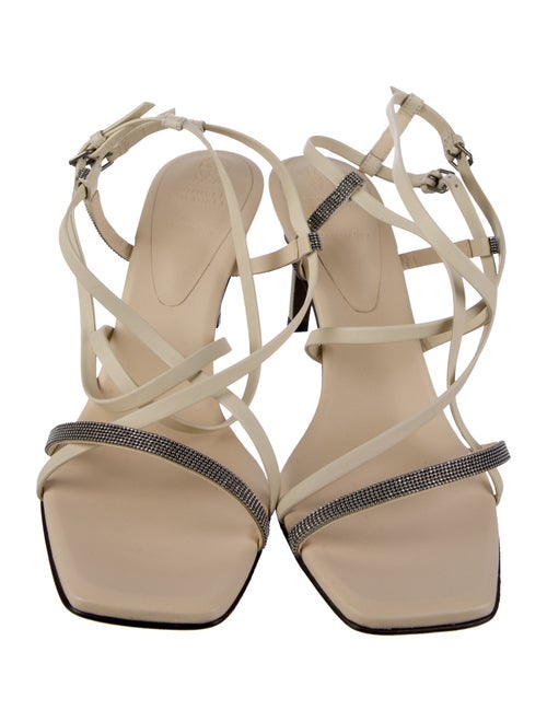 Brunello Cucinelli Leather Colorblock Pattern Sandals