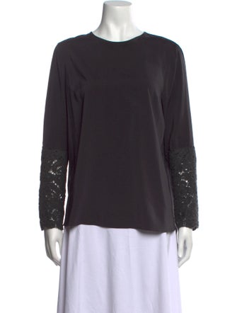 Brunello Cucinelli Silk Crew Neck Blouse
