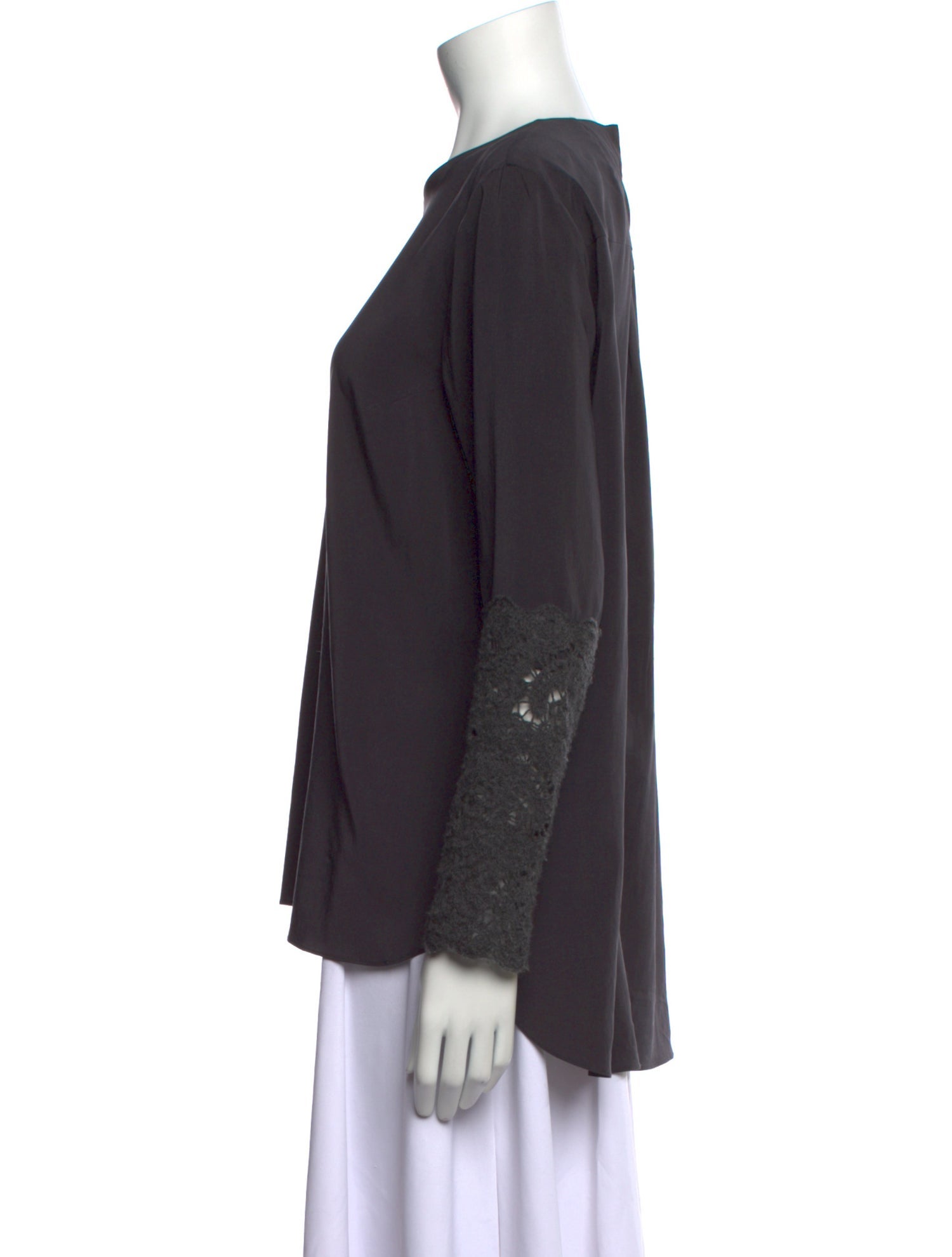 Brunello Cucinelli Silk Crew Neck Blouse