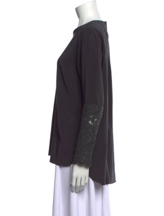 Brunello Cucinelli Silk Crew Neck Blouse