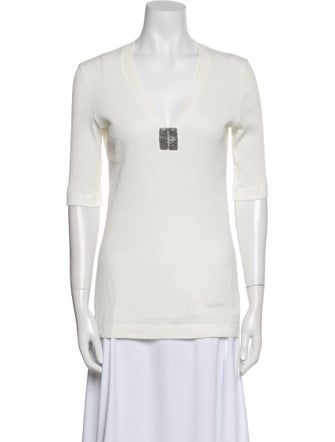 Brunello Cucinelli V-Neck Short Sleeve Top
