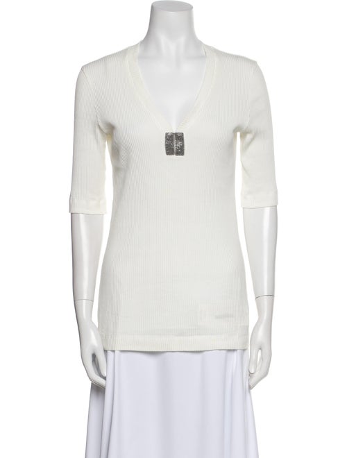 Brunello Cucinelli V-Neck Short Sleeve Top