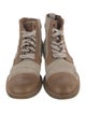 Brunello Cucinelli Leather Colorblock Pattern Combat Boots