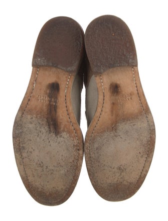 Brunello Cucinelli Leather Colorblock Pattern Combat Boots