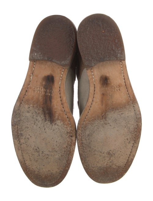 Brunello Cucinelli Leather Colorblock Pattern Combat Boots