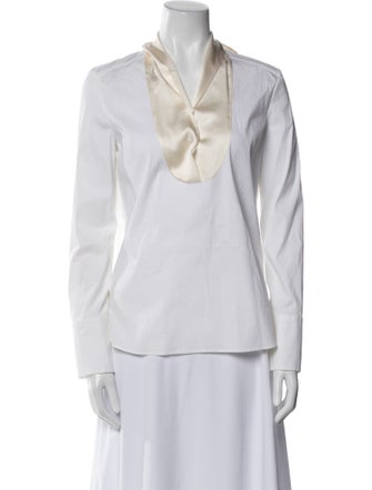 Brunello Cucinelli V-Neck Long Sleeve Blouse
