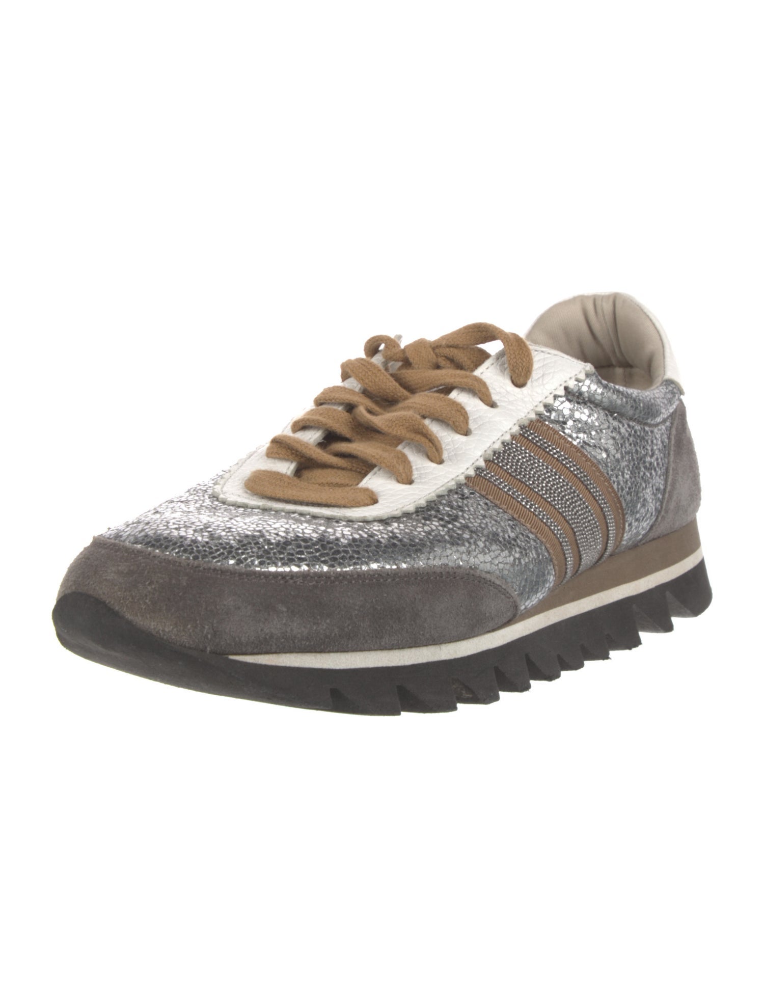Brunello Cucinelli Glitter Colorblock Pattern Sneakers